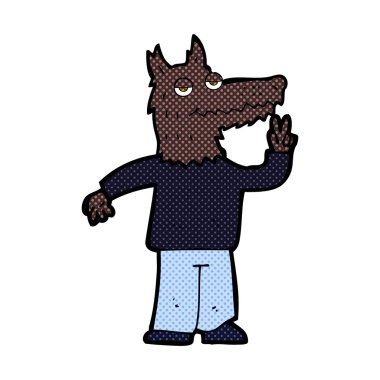 komik karikatür mutlu kurt adam