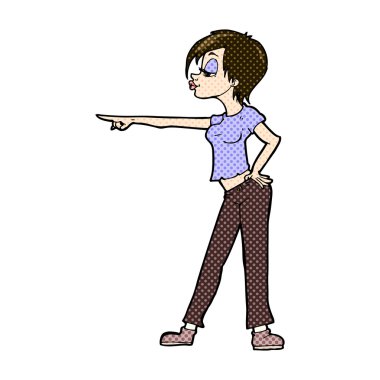 komik karikatür hip kadın işaret