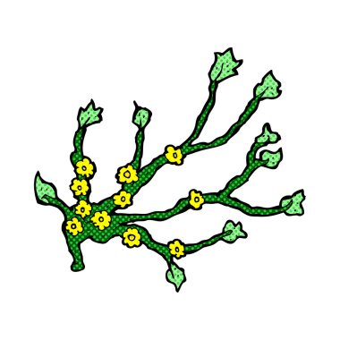 komik karikatür çiçekli dal