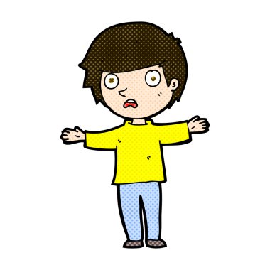 komik karikatür endişeli çocuk