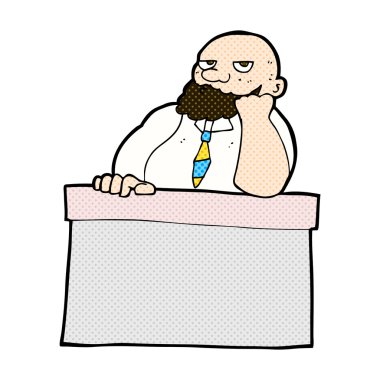 komik karikatür sıkılmış adam masada