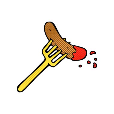 komik karikatür hotdog ve ketçap