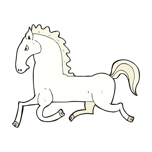 Γελοιογραφία κωμικό τρέξιμο λευκό stallion — Διανυσματικό Αρχείο