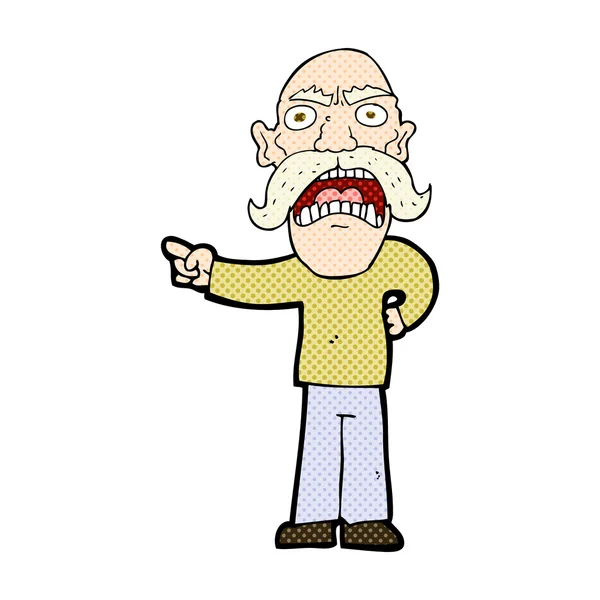 Comic cartoon angry old man — Stock Vector