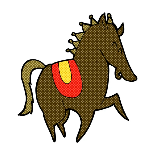 Historieta de dibujos animados prancing caballo — Vector de stock