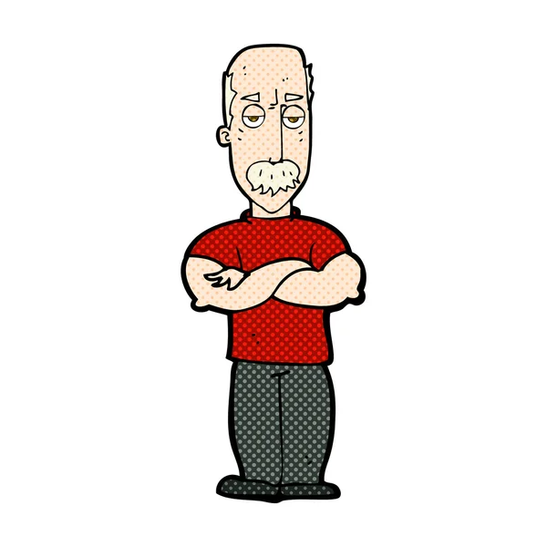 Historieta de dibujos animados hombre enojado con bigote — Vector de stock