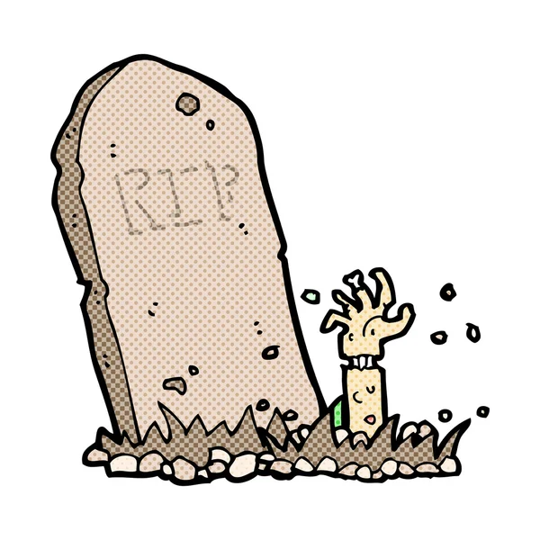漫画卡通僵尸从坟墓上升 — 图库矢量图片