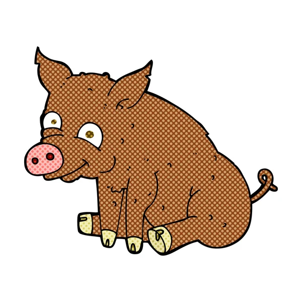 Comiczeichentrick glückliches Schwein — Stockvektor