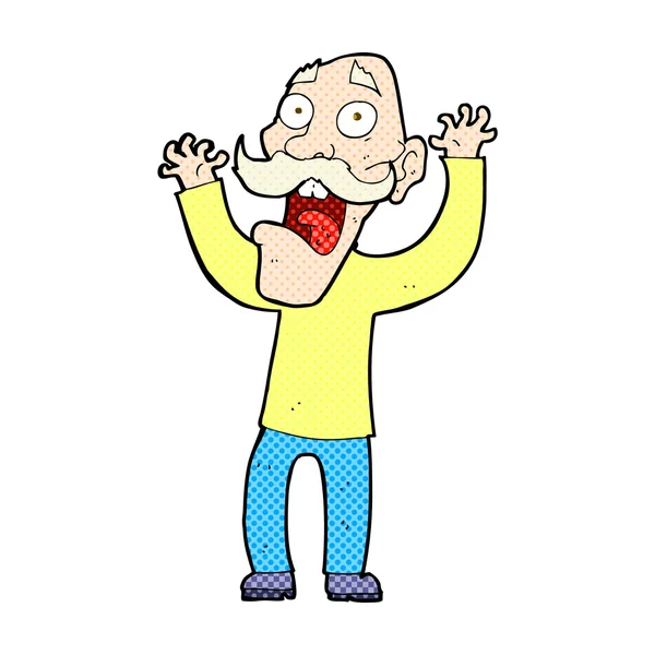 BD dessin animé vieil homme qui a peur — Image vectorielle