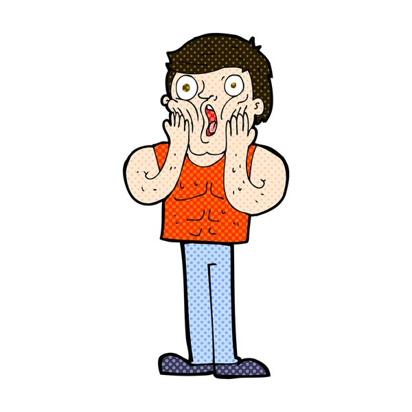 Comic cartoon shocked gym man — Stock Vector