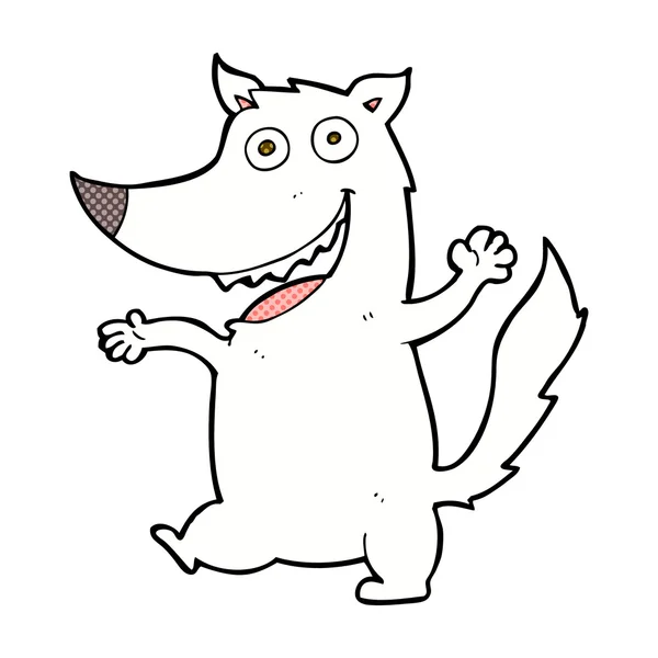 Комічний мультфільм щасливий вовк — стоковий вектор