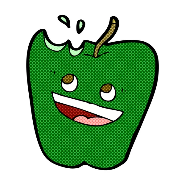 Dibujos animados cómicos manzana feliz — Vector de stock