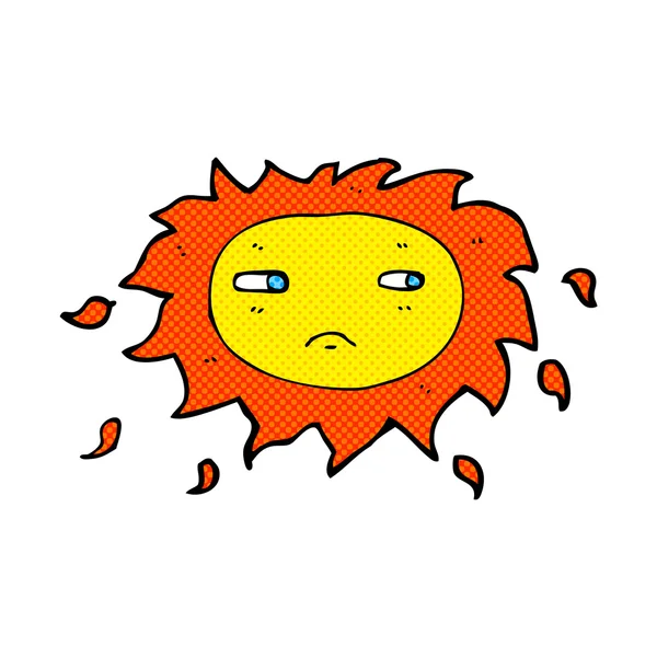 Comic cartoon sad sun — Stock Vector