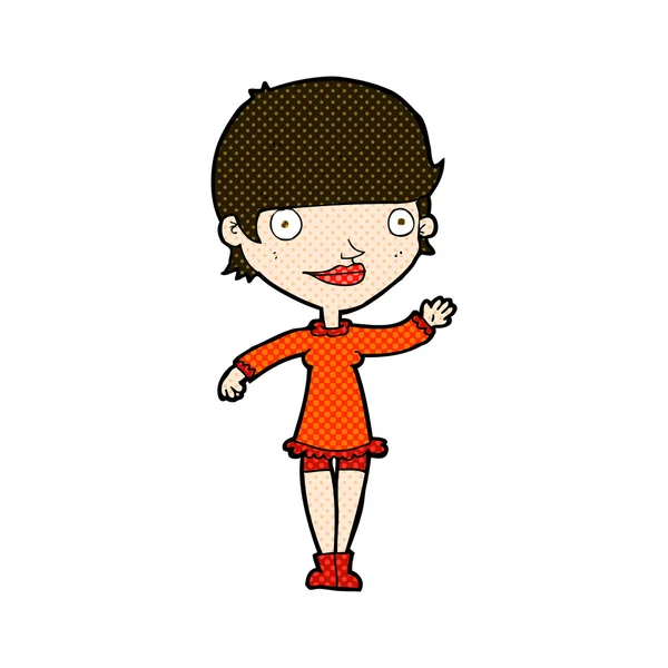 Strip cartoon wuivende vrouw — Stockvector