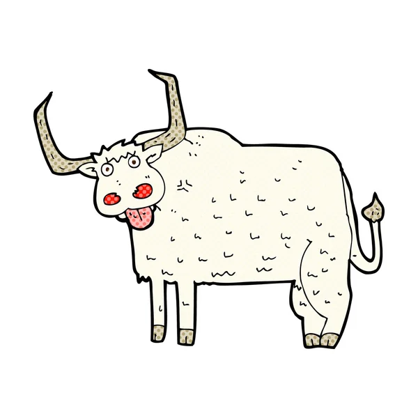 Fumetto peloso mucca — Vettoriale Stock