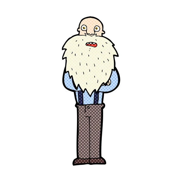 Bande dessinée barbu vieil homme — Image vectorielle