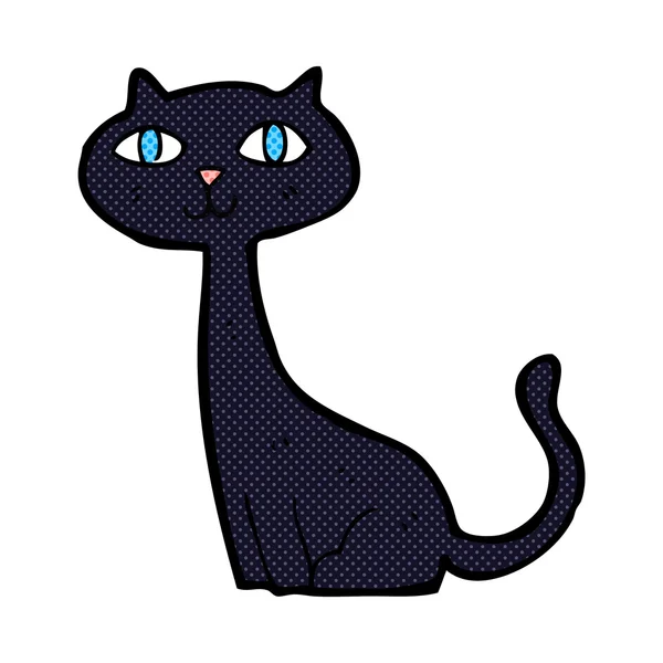 Comic cartoon black cat — стоковый вектор