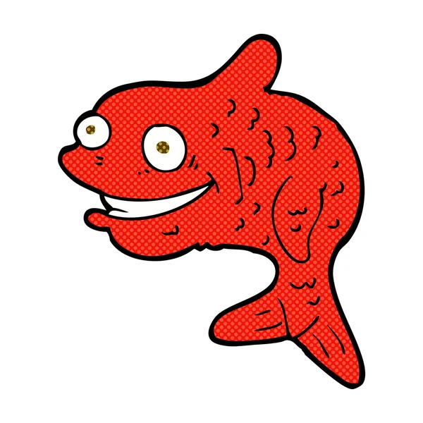 Dessin animé comique poisson heureux — Image vectorielle