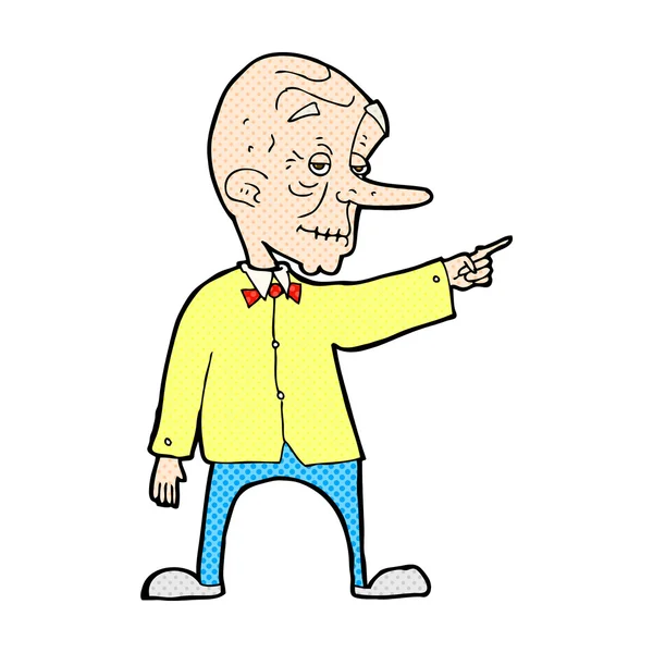 Strip cartoon oude man wijzen — Stockvector