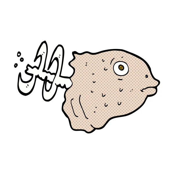 Historieta cabeza de pescado de dibujos animados — Vector de stock