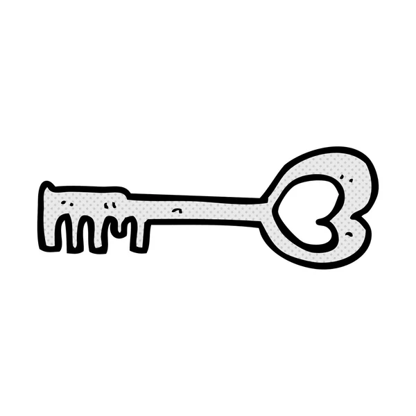 Strip cartoon hart gevormde sleutel — Stockvector