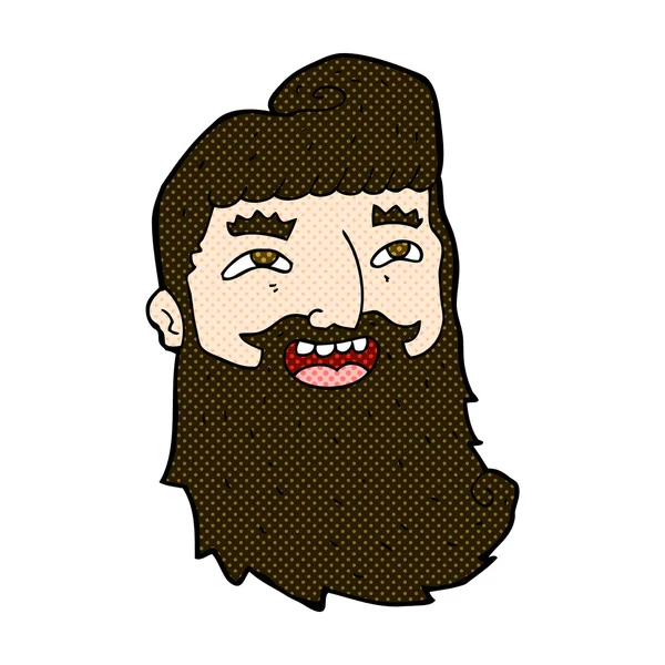 Bande dessinée comique riant homme barbu — Image vectorielle