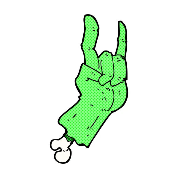 Komiska cartoon zombie hand att göra rock symbol — Stock vektor