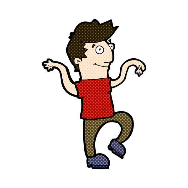 Bande dessinée homme heureux faisant drôle danse — Image vectorielle