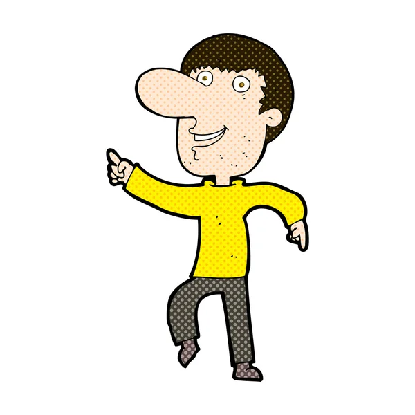 Komiks kreskówka mężczyzna szczęśliwy taniec — Wektor stockowy