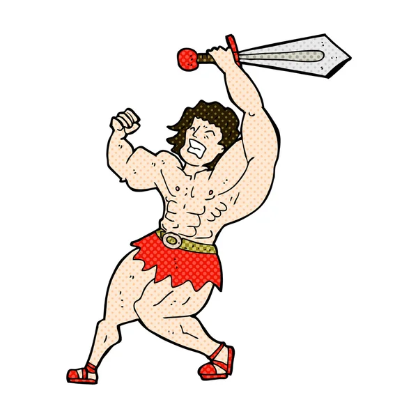 Comic cartoon barbarian hero — Stock Vector