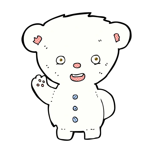 Desenho animado cômico acenando filhote de urso polar — Vetor de Stock