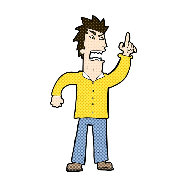 Komiksově kreslenou rozhněvaný muž dělat bod — Stockový vektor