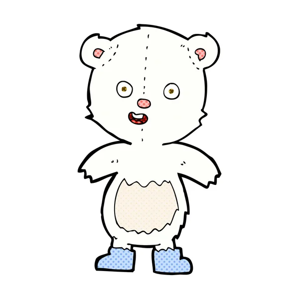 Bande dessinée heureux ours en peluche dans les bottes — Image vectorielle