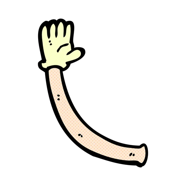 Strip cartoon arm met rubberen handschoen — Stockvector