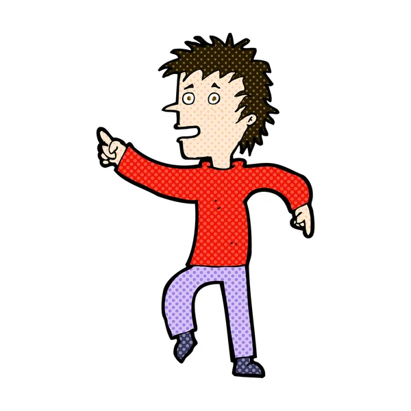 Gelukkig man strip cartoon wijzen — Stockvector