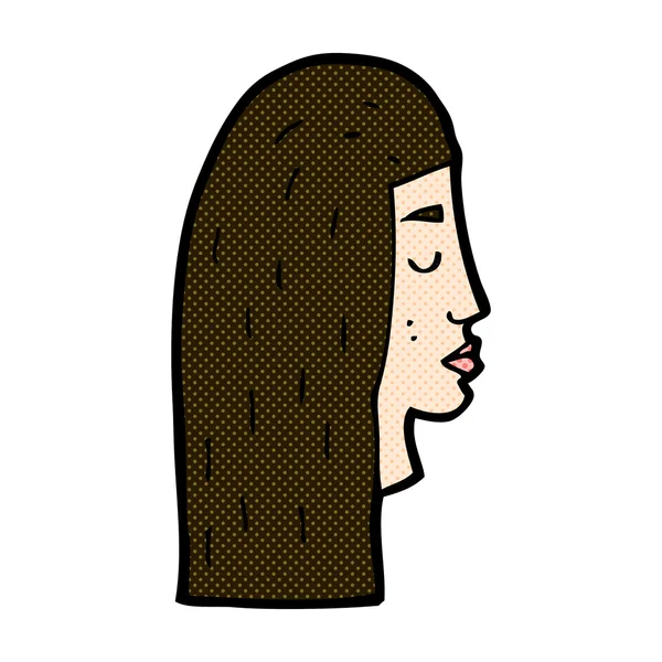 Comic cartoon female face profile — Stock Vector