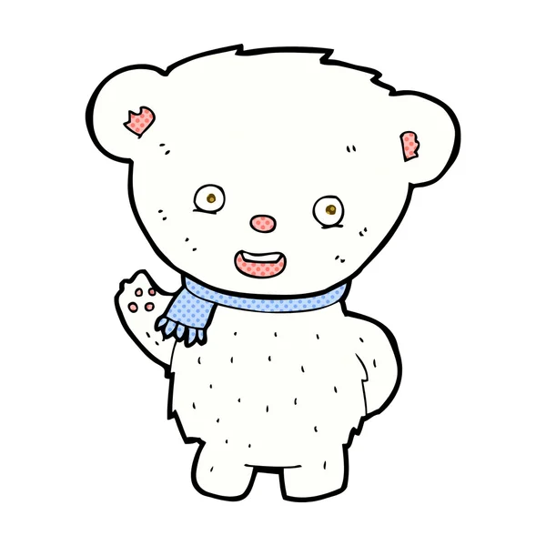 Niedźwiedź polarny komiks kreskówka macha — Wektor stockowy