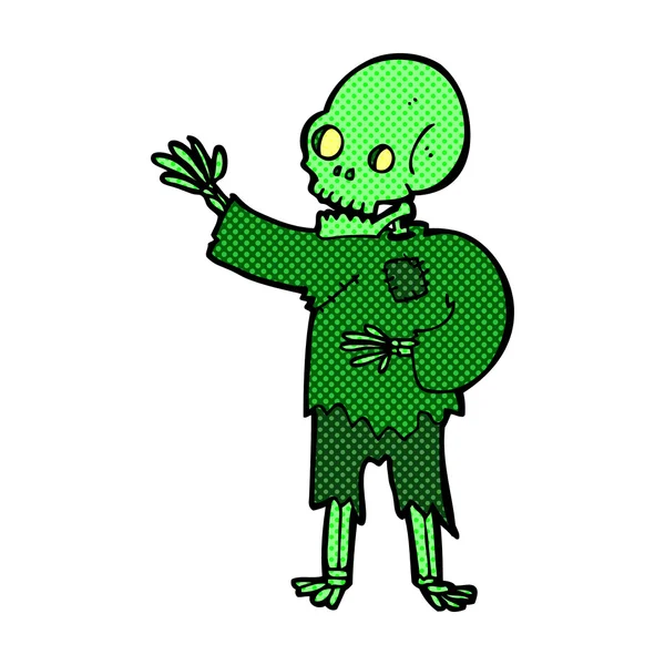 Bande dessinée squelette agitant — Image vectorielle