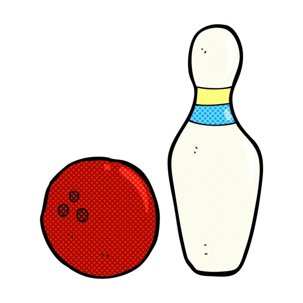 Tio pin bowling komiska cartoon — Stock vektor