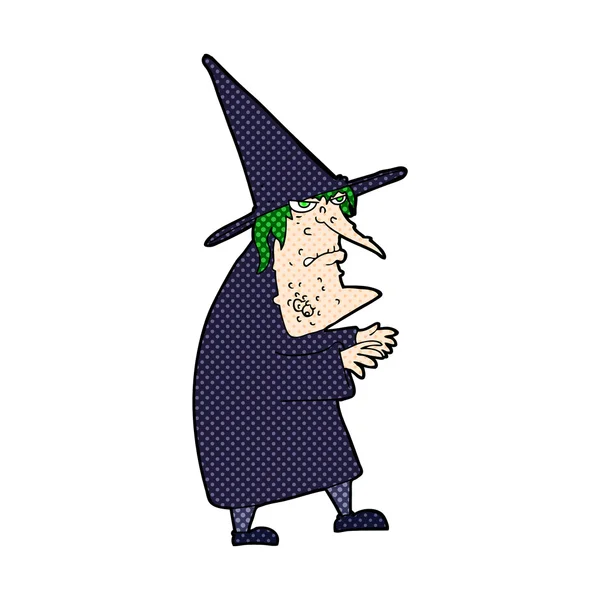 Komiksově kreslenou ošklivá stará čarodějka — Stockový vektor