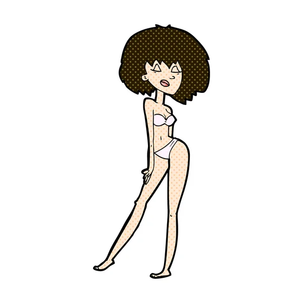 Strip cartoon vrouw in bikini — Stockvector