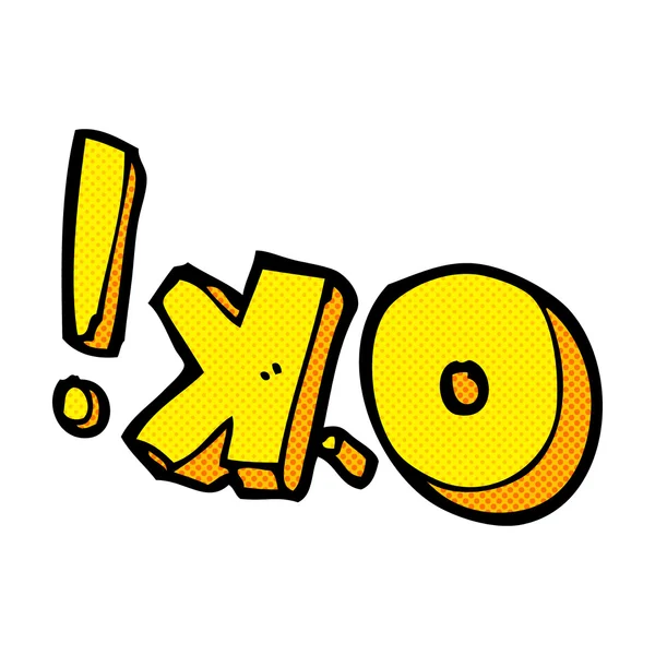 Cómic de dibujos animados símbolo OK — Vector de stock