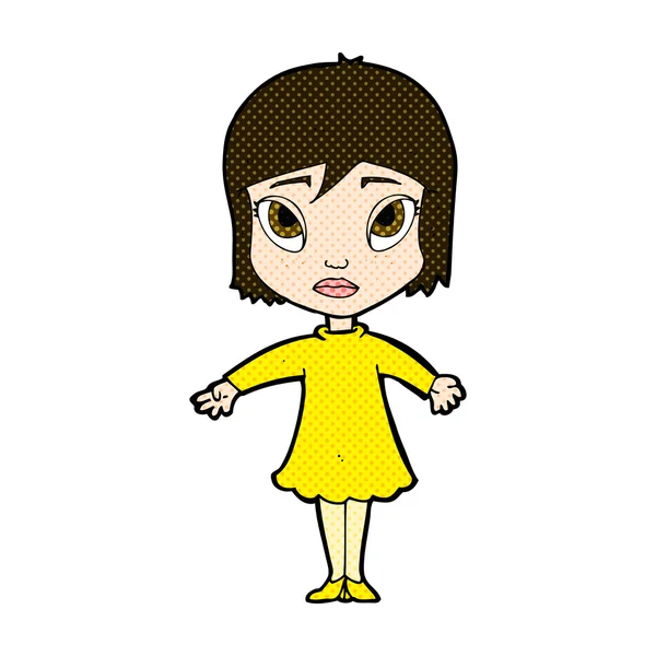 Comic cartoon girl in dress — Stock Vector