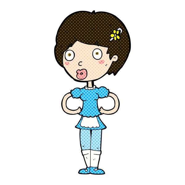 Strip cartoon vrouw in Franse meid outfit — Stockvector