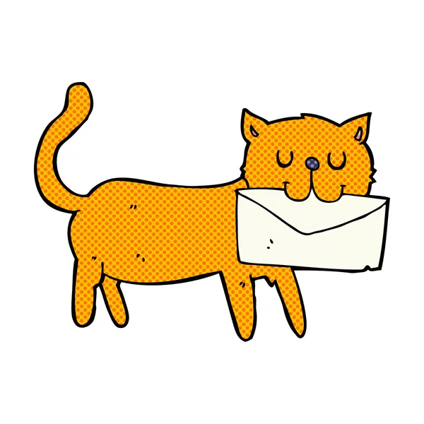 Bande dessinée chat porteur de lettre — Image vectorielle