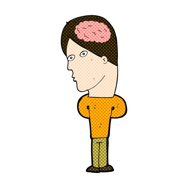 Cómico hombre de dibujos animados con gran cerebro — Archivo Imágenes Vectoriales