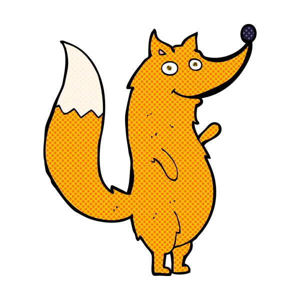 Comic cartoon waving fox — Stock Vector