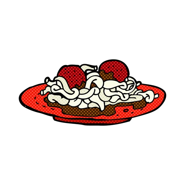 Strip cartoon spaghetti en gehaktballen — Stockvector