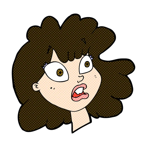 Vicces rajzfilm döbbenve női arc — Stock Vector