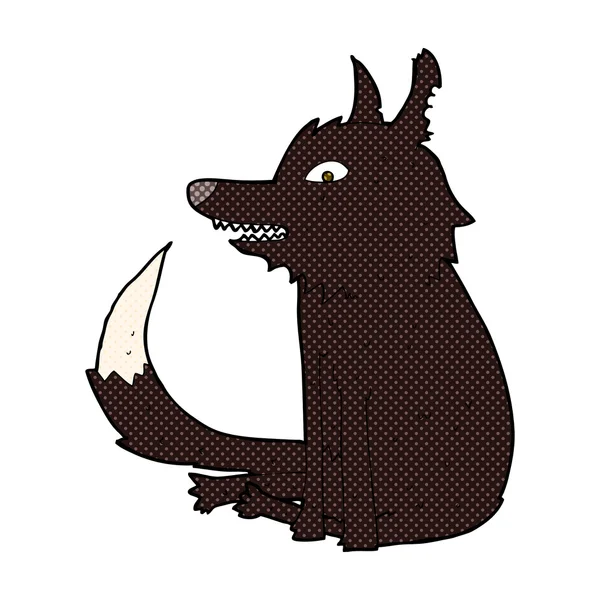 Strip cartoon wolf zitten — Stockvector